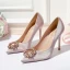 Chic / Beautiful Champagne Wedding Shoes 2020 Satin Rhinestone 10 cm Stiletto Heels Pointed Toe Wedding Pumps