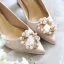 Edles Champagner Satin Brautschuhe 2020 Perle Strass 9 cm Thick Heels Spitzschuh Hochzeit Pumps
