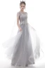 Classy Grey Prom Dresses 2020 A-Line / Princess Scoop Neck Pearl Rhinestone Sequins Lace Flower Short Sleeve Backless Floor-Length / Long Formal Dresses