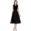 Modest / Simple Homecoming Little Black Dress 2020 A-Line / Princess V-Neck Star Lace Bow Sleeveless Backless Tea-length Graduation Dresses