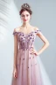 Chic / Beautiful Purple Prom Dresses 2020 A-Line / Princess Off-The-Shoulder Beading Crystal Appliques Lace Flower Sleeveless Backless Floor-Length / Long Formal Dresses