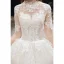 Classy Ivory Wedding Dresses 2020 Ball Gown High Neck Beading Sequins Lace Flower 3/4 Sleeve Backless Chapel Train