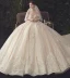 Luxury / Gorgeous Champagne Beading Wedding Dresses 2020 Ball Gown Off-The-Shoulder Sequins Lace Flower Short Sleeve Backless Royal Train