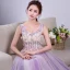 Elegant Lavender Prom Dresses 2018 A-Line / Princess Appliques Beading Crystal Pearl V-Neck Backless Sleeveless Floor-Length / Long Formal Dresses