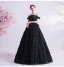 Classy Black Cascading Ruffles Prom Dresses 2020 Ball Gown Ruffle Off-The-Shoulder Rhinestone Lace Flower Sleeveless Backless Floor-Length / Long Formal Dresses