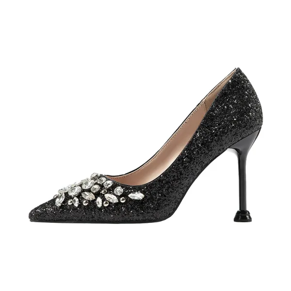 Glitter Goud Avond Pumps 2020 Rhinestone Pailletten 9 cm Naaldhakken / Stiletto Spitse Neus Pumps