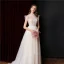 Vintage / Retro Champagne Lace Flower Prom Dresses Wedding Dresses 2021 A-Line / Princess High Neck Sleeveless Sweep Train Formal Dresses