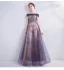 Edles Marineblau Ballkleider 2020 A Linie Off Shoulder Glanz Perlenstickerei Strass Pailletten Applikationen Ärmellos Rückenfreies Lange Festliche Kleider
