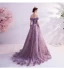 Charming Purple Prom Dresses 2020 A-Line / Princess Off-The-Shoulder Glitter Beading Pearl Rhinestone Sequins Sleeveless Backless Court Train Formal Dresses