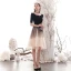 Fashion Gradient-Color Black Evening Dresses  2020 A-Line / Princess Square Neckline Star Sequins 1/2 Sleeves Backless Knee-Length Formal Dresses