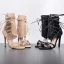 Affordable Black Casual Pierced Womens Boots 2020 12 cm Stiletto Heels Open / Peep Toe Boots
