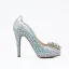 Błyszczące Multi-Kolory Rhinestone Buty Ślubne 2020 Skórzany Perła 12 cm Szpilki Peep Toe Ślub Czółenka