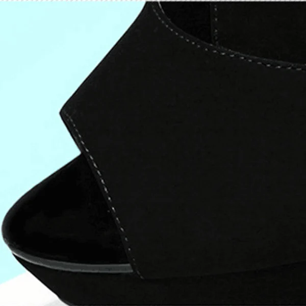 Affordable Black Casual Womens Sandals 2020 10 cm Thick Heels Open / Peep Toe Sandals