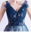 Elegant Navy Blue Evening Dresses  Sequins 2020 A-Line / Princess Ruffle V-Neck Beading Crystal Sleeveless Backless Floor-Length / Long Formal Dresses