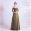 Vintage / Retro Clover Green Prom Dresses 2020 A-Line / Princess Spaghetti Straps Beading 3/4 Sleeve Backless Floor-Length / Long Formal Dresses