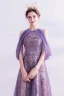 Charmant Lavande Robe De Soirée 2020 Princesse Encolure Dégagée Glitter Perlage Paillettes Cristal Sans Manches Dos Nu Longue Robe De Ceremonie