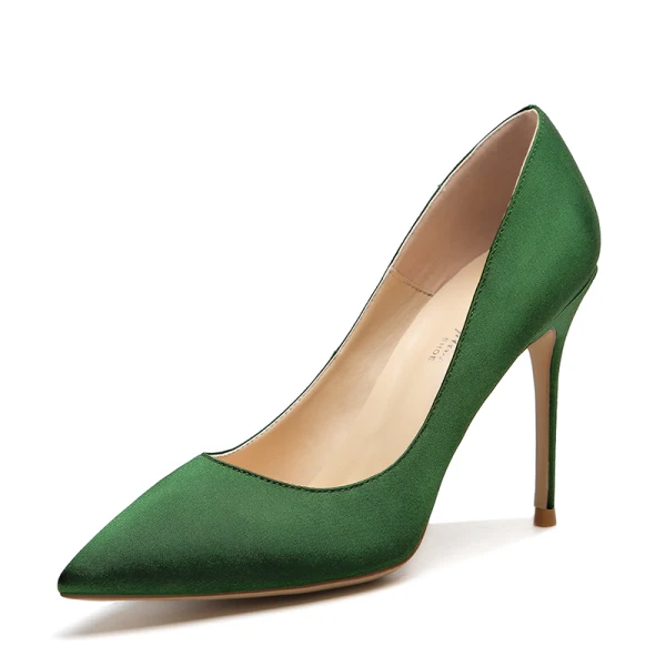 Chic / Belle Bordeaux Soie Satin Bureau OL Escarpins 2021 8 cm Talons Aiguilles À Bout Pointu Escarpins Talons Hauts