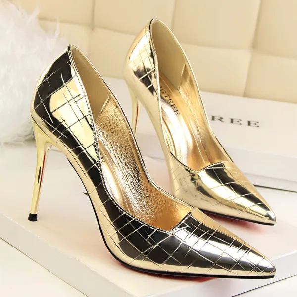 Chic / Belle Bronze Club de carnaval Escarpins 2020 Cuir Verni 9 cm Talons Aiguilles À Bout Pointu Escarpins