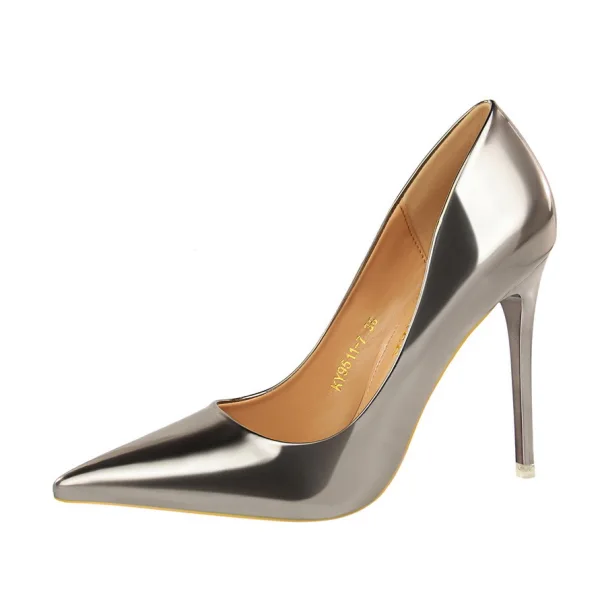 Charming Bronze Evening Party Pumps 2020 Patent Leather 10 cm Stiletto Heels Pointed Toe Pumps