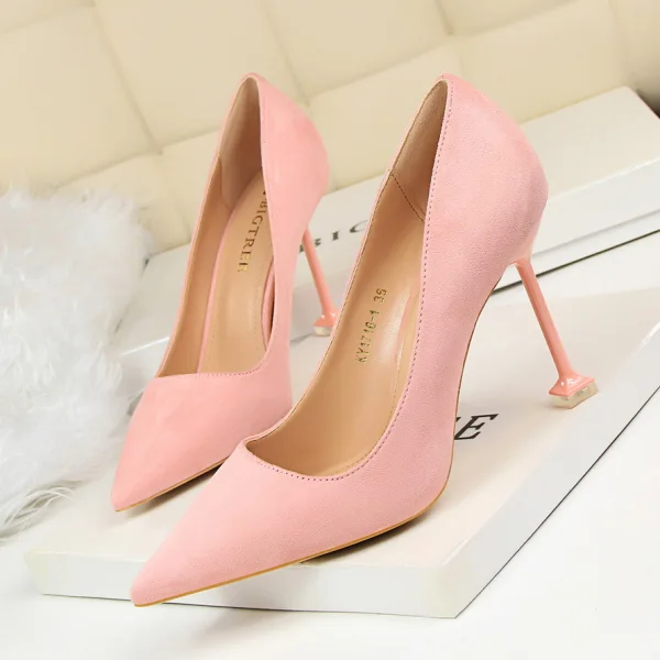 Chic / Belle Noire Désinvolte Daim Escarpins 2020 9 cm Talons Aiguilles À Bout Pointu Escarpins