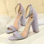 Erschwinglich Nude Freizeit Sandalen Damen 2020 Wildleder Knöchelriemen 9 cm Thick Heels Peeptoes Sandaletten