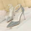 Charmant Rougissant Rose Soirée Faux Diamant Chaussures Femmes 2020 Perlage Bride Cheville 10 cm Talons Aiguilles À Bout Pointu Talons
