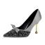 Mode Gris Soirée Escarpins 2020 Noeud Faux Diamant Paillettes 10 cm Talons Aiguilles À Bout Pointu Escarpins