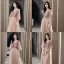 Simple Rougissant Rose Daim Robe Demoiselle D'honneur 2021 Princesse V-Cou Manches Courtes Dos Nu Longue Robe Pour Mariage