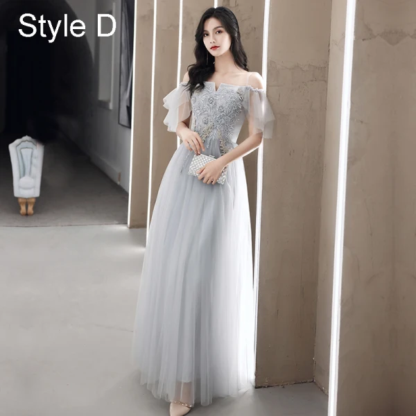 Modest / Simple Grey Bridesmaid Dresses 2021 A-Line / Princess Scoop Neck Beading Pearl Lace Flower Short Sleeve Backless Floor-Length / Long Wedding Party Dresses