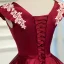 Chic / Beautiful Burgundy Party Dresses 2020 A-Line / Princess V-Neck Lace Flower Sleeveless Backless Short Formal Dresses