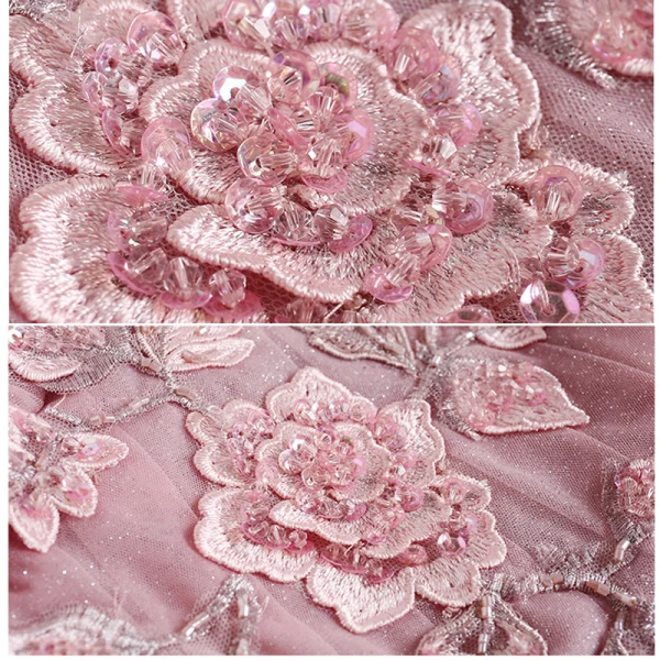 Charmant Dégradé De Couleur Rougissant Rose Robe De Soirée 2020 Princesse De l'épaule Glitter Perlage Cristal Paillettes En Dentelle Fleur Sans Manches Dos Nu Longue Robe De Ceremonie