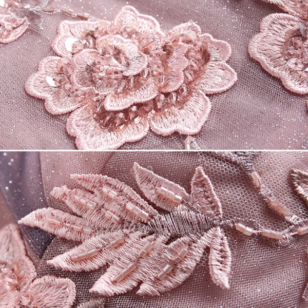Charmant Rougissant Rose Glitter Robe De Soirée 2020 Princesse De l'épaule Perlage Cristal Paillettes En Dentelle Fleur Sans Manches Dos Nu Longue Robe De Ceremonie