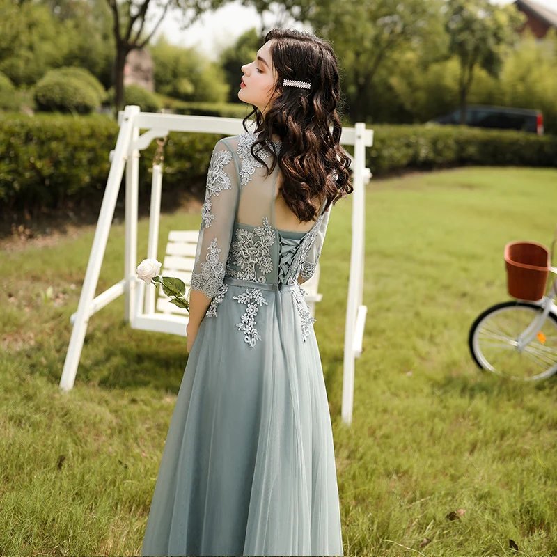 blue dress for baby girl Bridesmaid Dresses Mint Green Deep V-Neck Short Sleeves Stretch Satin