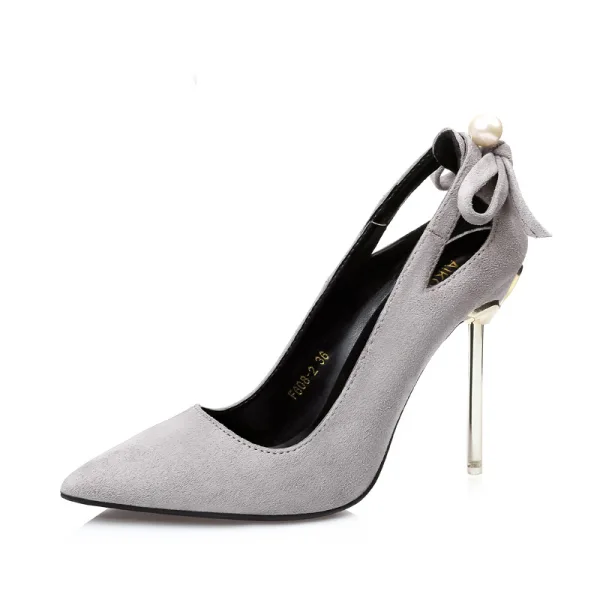 Prisvärd Röd Casual Mocka Pumps 2020 10 cm Stilettklackar Spetsiga Pumps