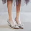 Charmant Silber Kristall Brautschuhe 2020 Strass Schleife 8 cm Stilettos Spitzschuh Hochzeit Pumps