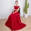 Modest / Simple Burgundy Evening Dresses  2018 A-Line / Princess Off-The-Shoulder Backless Sleeveless Floor-Length / Long Formal Dresses