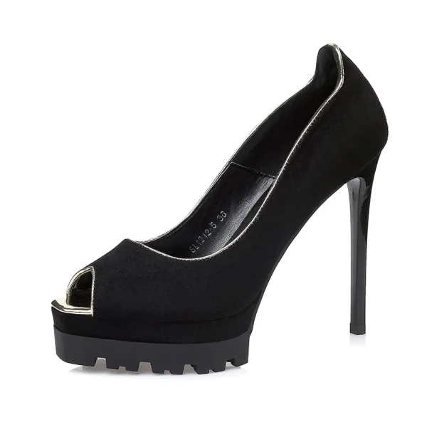 Modest / Simple Red Street Wear Suede Womens Shoes 2020 12 cm Stiletto Heels Open / Peep Toe High Heels