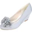 Chic / Beautiful Champagne Prom Womens Shoes 2020 Satin Appliques 6 cm Wedges Pointed Toe
