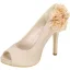 Elegant Ivory Prom Pumps 2020 Satin Appliques 11 cm Stiletto Heels Open / Peep Toe Pumps