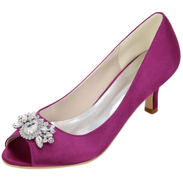 Elegante Weiß Ball Pumps 2020 Satin Kristall Strass 6 cm Stilettos Peeptoes Pumps