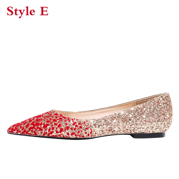 Glitzernden Charmant Gold Rot Farbverlauf Brautschuhe 2020 Glanz Pailletten 10 cm Stilettos Spitzschuh Hochzeit Pumps