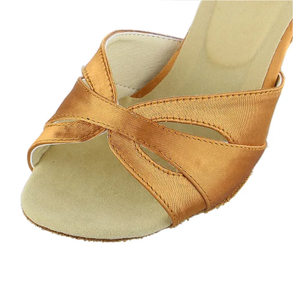 Vintage / Retro Bronze Prom Latin Dance Shoes 2021 7 cm Stiletto Heels Open / Peep Toe Womens Sandals High Heels
