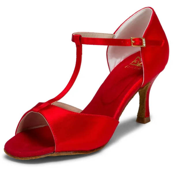 Chic / Beautiful White Prom Latin Dance Shoes 2021 T-Strap 7 cm Stiletto Heels Pointed Toe Womens Sandals High Heels