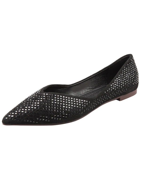 Prisvärd Nude Casual Rhinestone Platt Damskor 2020 Spetsiga