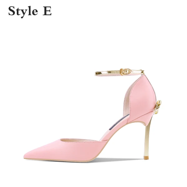 Fashion Nude Evening Party Womens Shoes 2020 Bow Ankle Strap 8 cm Stiletto Heels Pointed Toe Heels