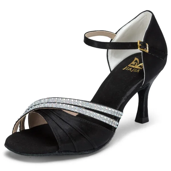 Modern / Fashion Bronze Prom Rhinestone Latin Dance Shoes 2021 7 cm Stiletto Heels Open / Peep Toe Womens Sandals High Heels