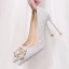 Charming Silver Lace Wedding Shoes 2020 Pearl Rhinestone 10 cm Stiletto Heels Pointed Toe Wedding Pumps
