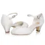 Simple Ivoire En Dentelle Satin Chaussure De Mariée 2021 5 cm Talons Épais À Bout Rond Mariage Talons Hauts
