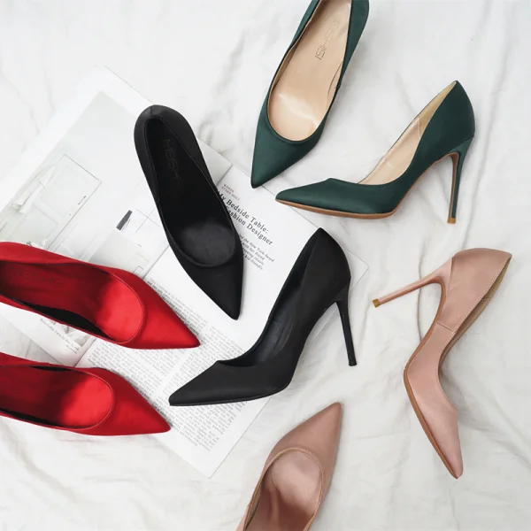 Classy Nude Office OL Satin Pumps 2020 10 cm Stiletto Heels Pointed Toe Pumps