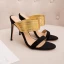 Modest / Simple Summer Black Gold Womens Sandals 2018 Casual Suede Leather 10 cm Stiletto Heels Open / Peep Toe High Heels